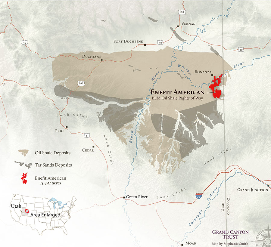 Enefit Uinta Basin Oil Shale/Tar Sands Map (Grand Canyon Trust)