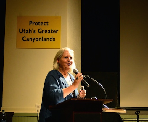 Terry Tempest Williams reads at the Greater Canyonlands Coalition 50th Celebration in Moab, Friday, September 12, 2014. Photo: Tim Peterson