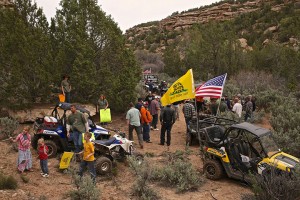 Anti-federal protesters join San Juan County Commissioner Phil Lyman on an illegal ride through Recapture Canyon on May 10, 2014.